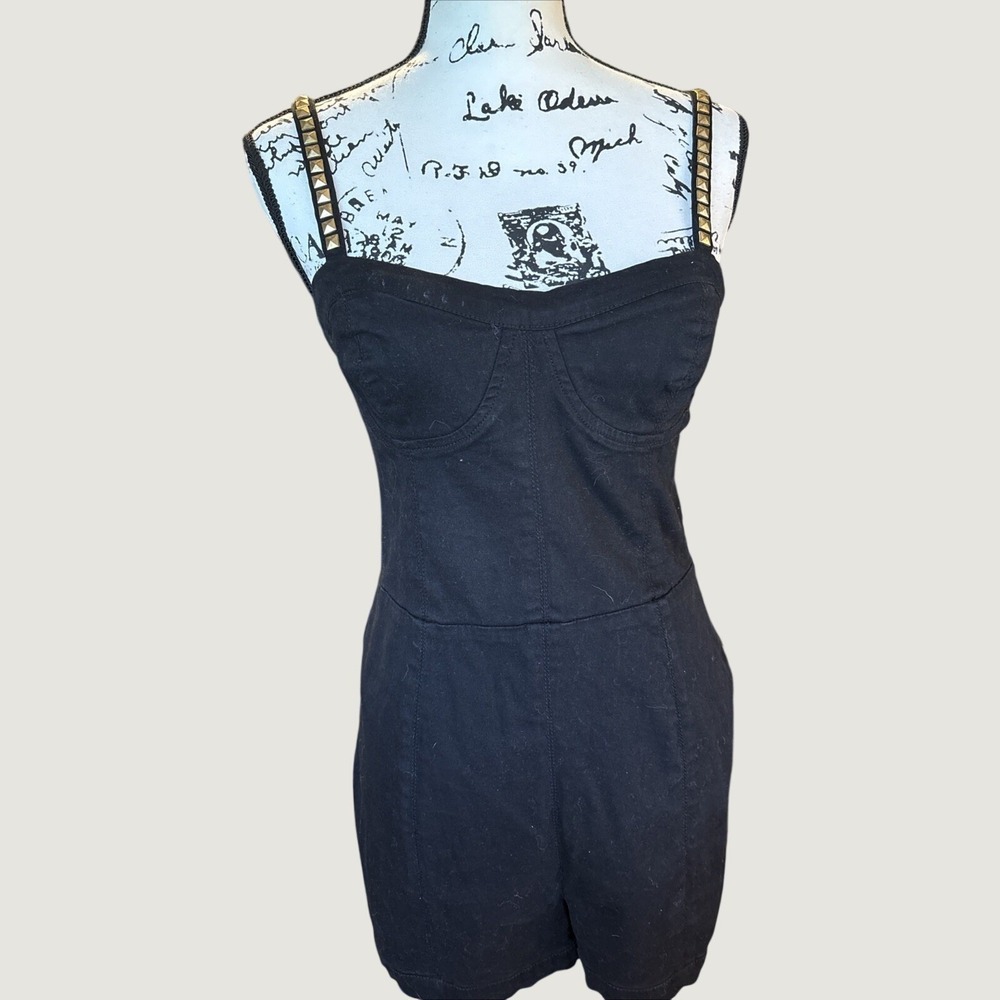 Forever 21 Exclusive Black Romper With Studded Straps Bustier Size Large